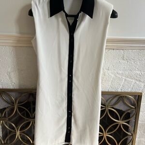 Zara Mini Dress with Shoulder Pads, Collar, Buttons